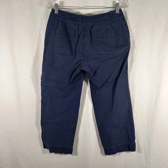 Eddie Bauer Hiking Pants Women's 4 Blue Zip Pockets Cargo Capri 100% Cotton - Picture 7 of 9
